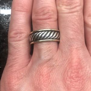 David Yurman Silver & 18k Gold Cable Band Ring